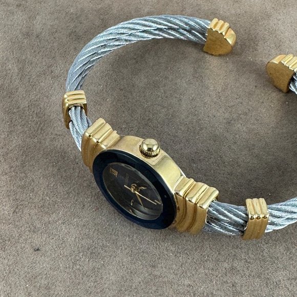 Vintage Peugeot Stainless Steel Cable and Gold Watch main image 4